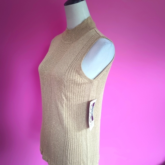 Vintage Anna Gray Metallic Gold Mock Neck Top (NWT!!) - Picture 3 of 7
